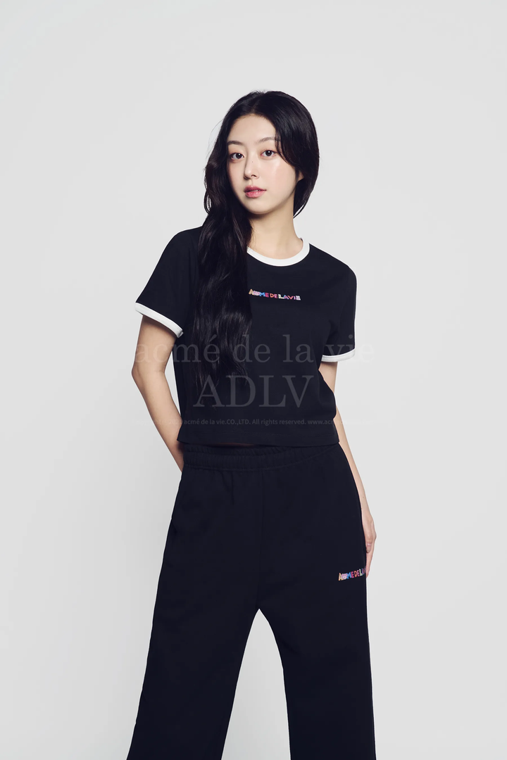 BELLY COLLAGE LOGO CROP SHORT SLEEVE T-SHIRT BLACK