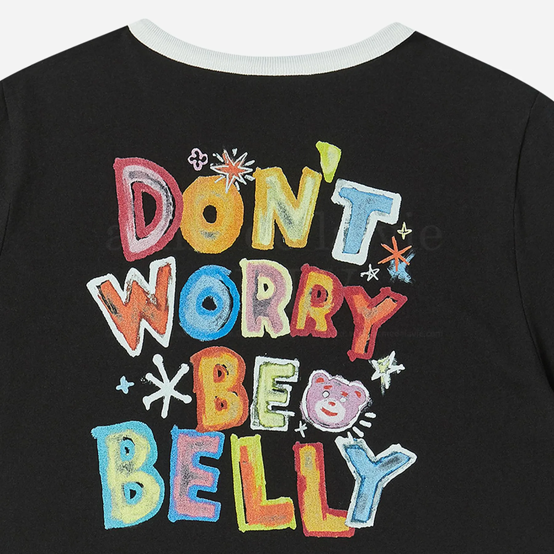 BELLY COLLAGE LOGO CROP SHORT SLEEVE T-SHIRT BLACK