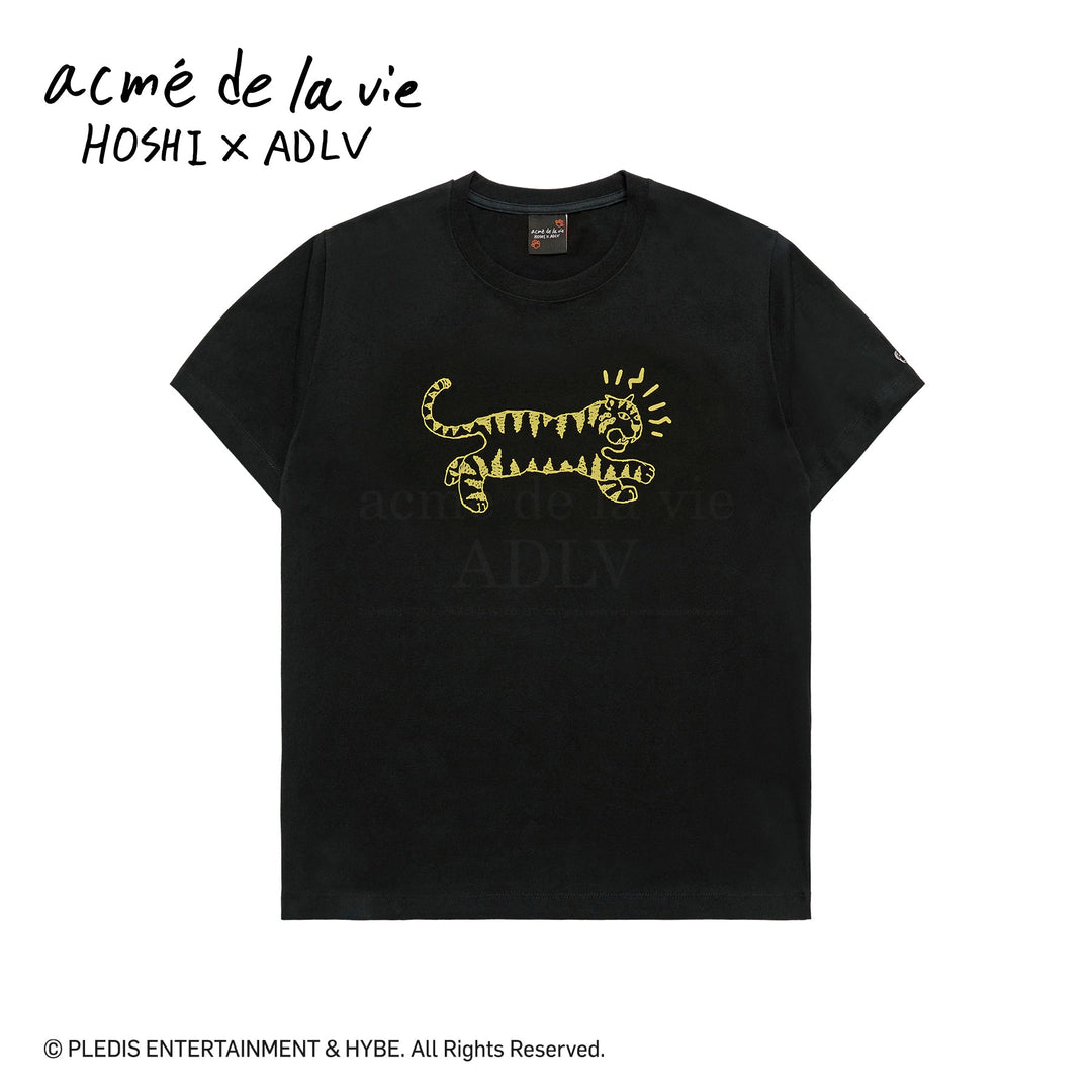 ADLV X HOSHI TIGER SKETCH SHORT SLEEVE T-SHIRT BLACK