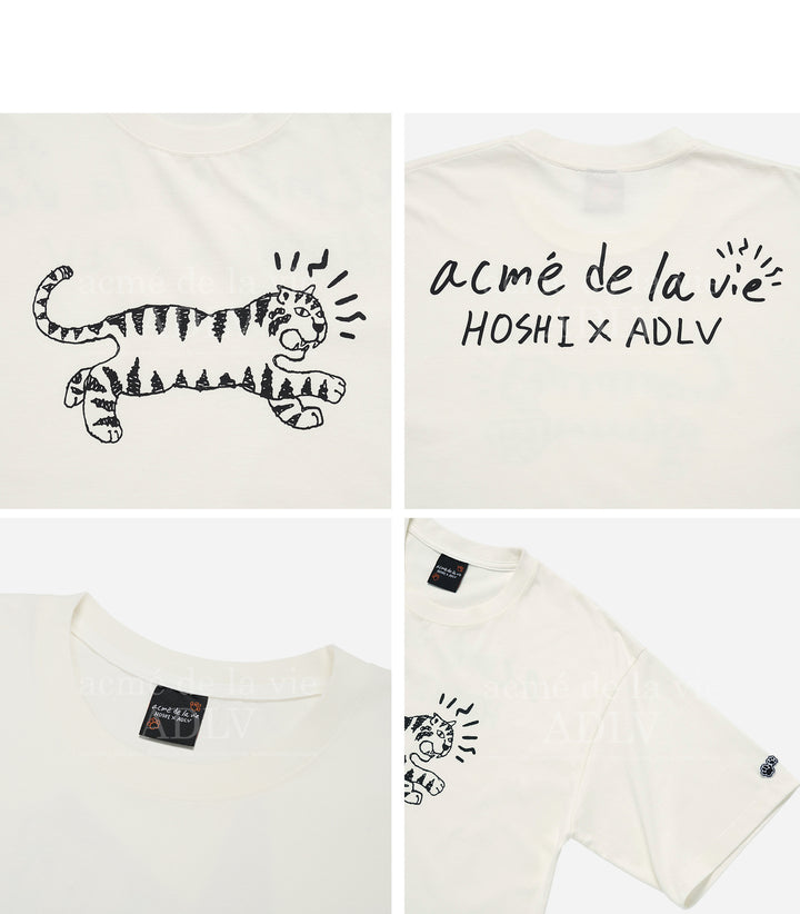 ADLV X HOSHI TIGER SKETCH SHORT SLEEVE T-SHIRT CREAM