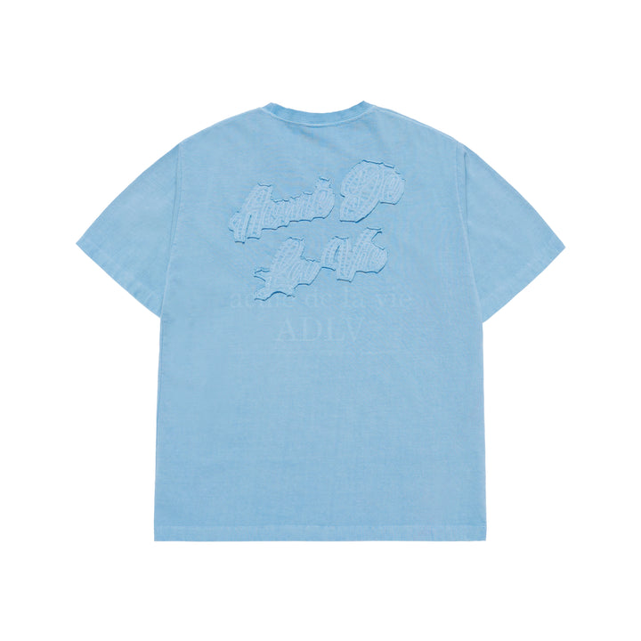 APPLIQUE LOGO PIGMENT SHORT SLEEVE T-SHIRT LIGHT BLUE