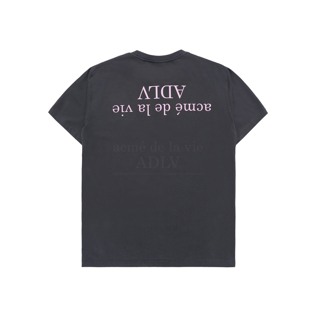 ADLV x HOSHI UPSIDE DOWN BASIC LOGO SHORT SLEEVE T-SHIRT CHARCOAL