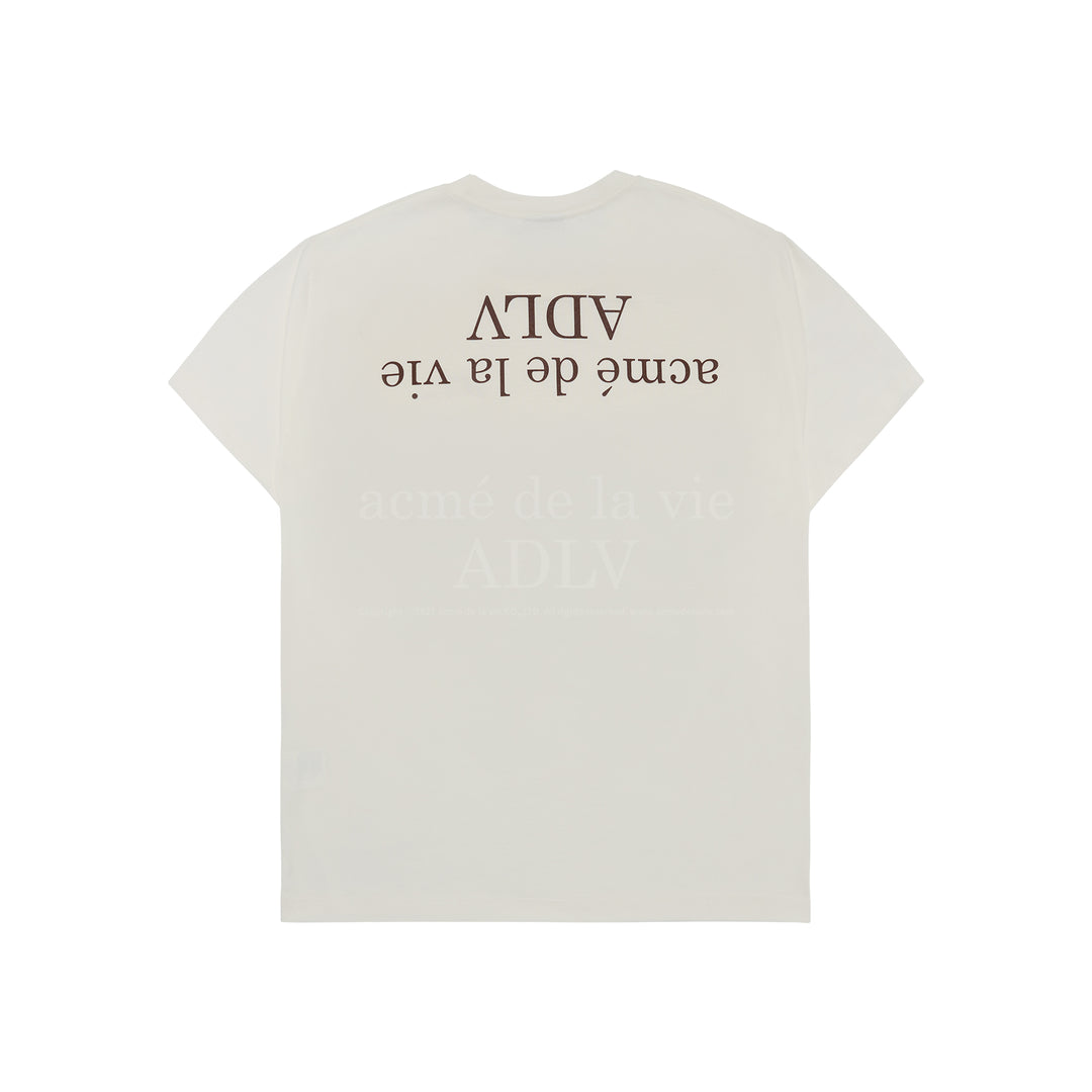 ADLV x HOSHI UPSIDE DOWN BASIC LOGO SHORT SLEEVE T-SHIRT CREAM