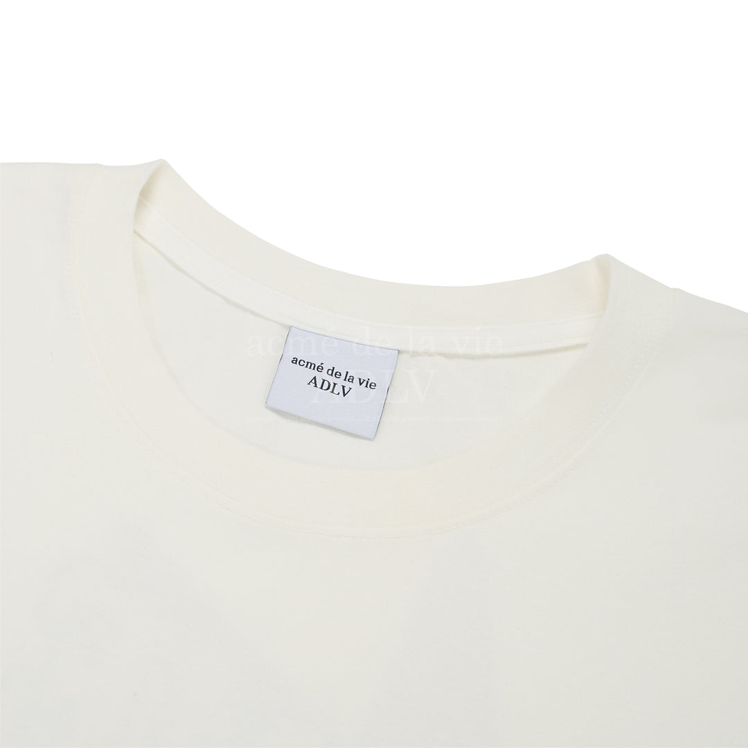 ADLV x HOSHI UPSIDE DOWN BASIC LOGO SHORT SLEEVE T-SHIRT CREAM