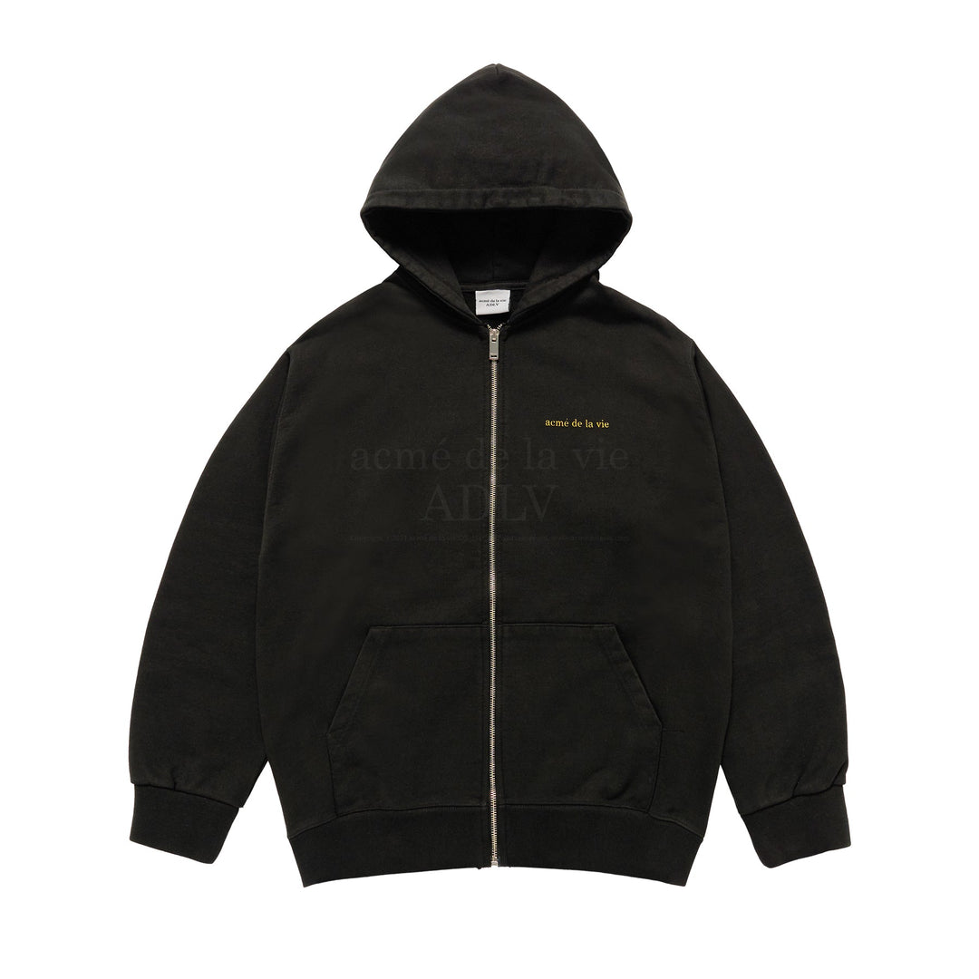 ADLV x HOSHI BASIC BIO WASHING HOODIE ZIP UP BLACK