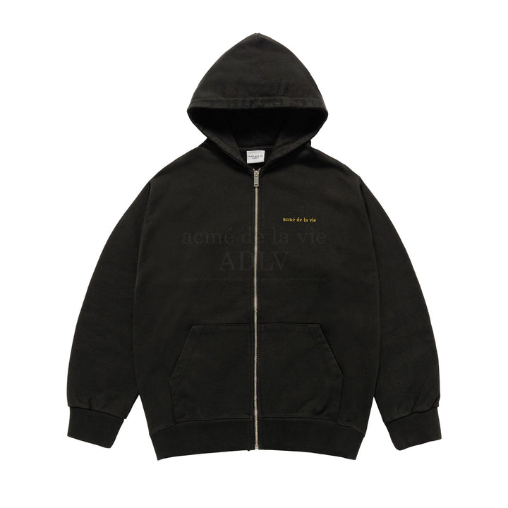 ADLV x HOSHI BASIC BIO WASHING HOODIE ZIP UP BLACK