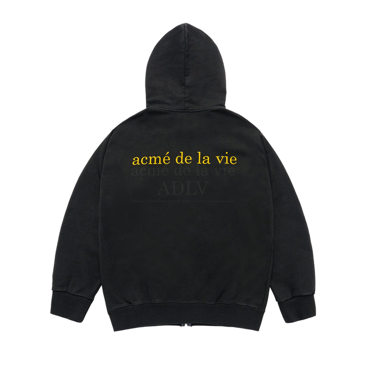 ADLV x HOSHI BASIC BIO WASHING HOODIE ZIP UP BLACK