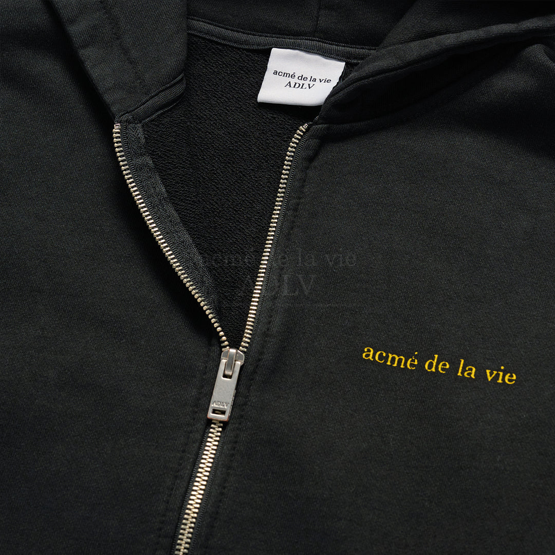 ADLV x HOSHI BASIC BIO WASHING HOODIE ZIP UP BLACK