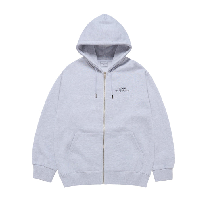 UPSIDE DOWN LOGO NAPPING ZURRY HOODIE ZIP UP MELANGE