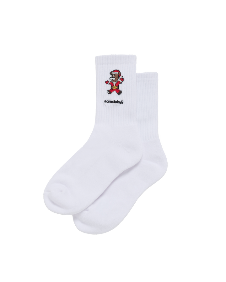 AC BEAR SANTA SOCKS WHITE