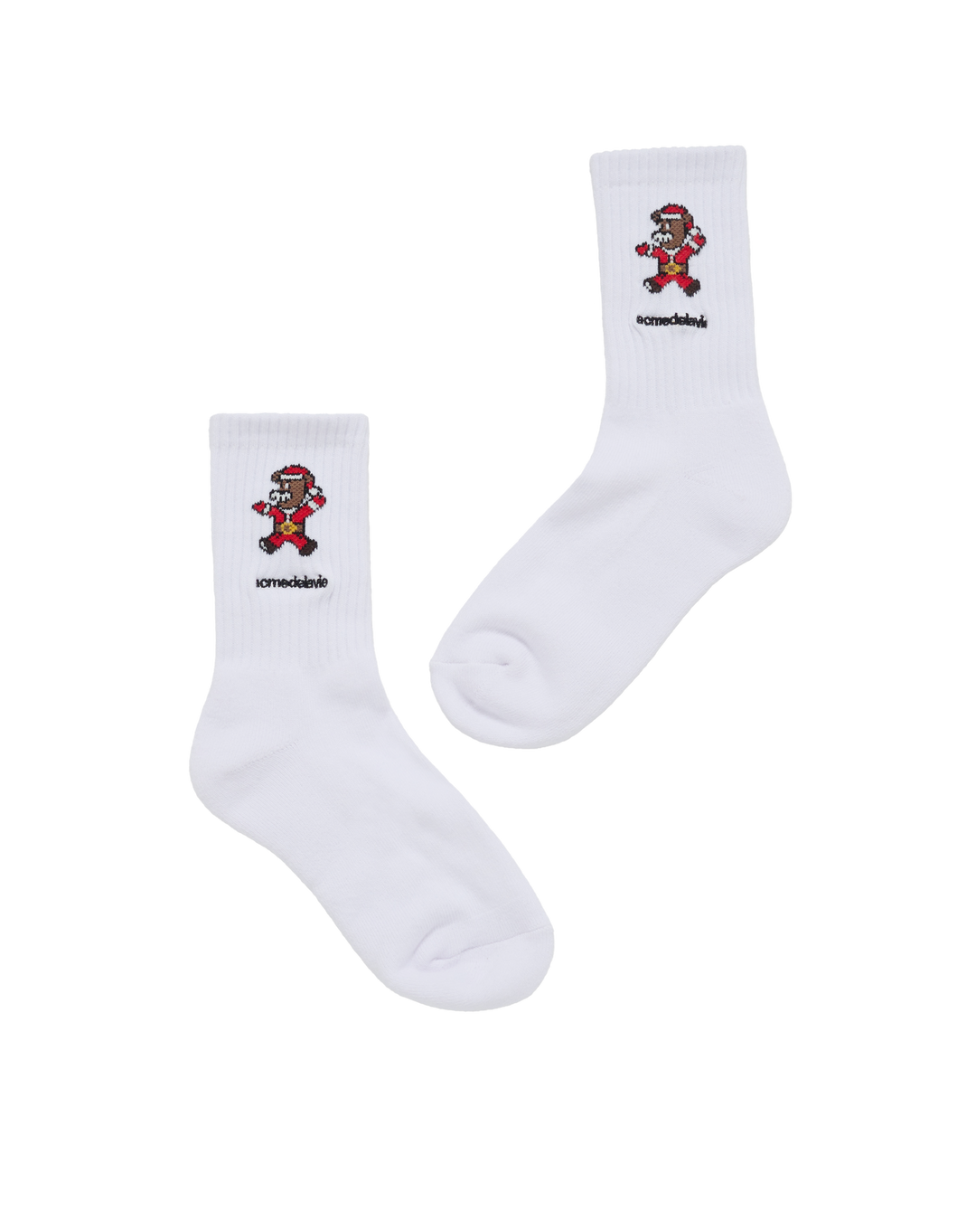 AC BEAR SANTA SOCKS WHITE