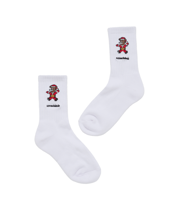AC BEAR SANTA SOCKS WHITE