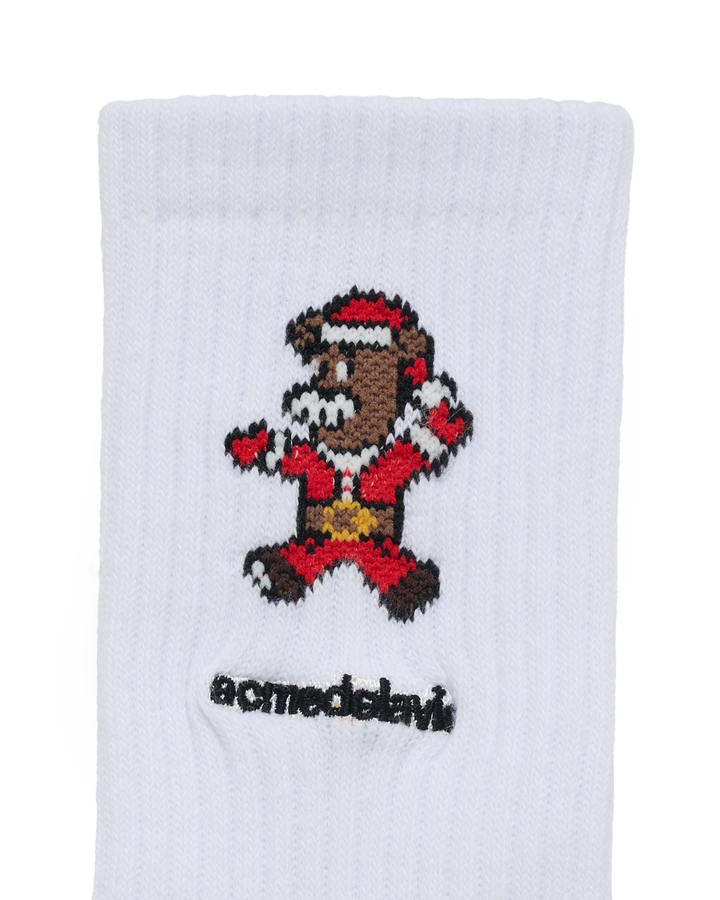 AC BEAR SANTA SOCKS WHITE