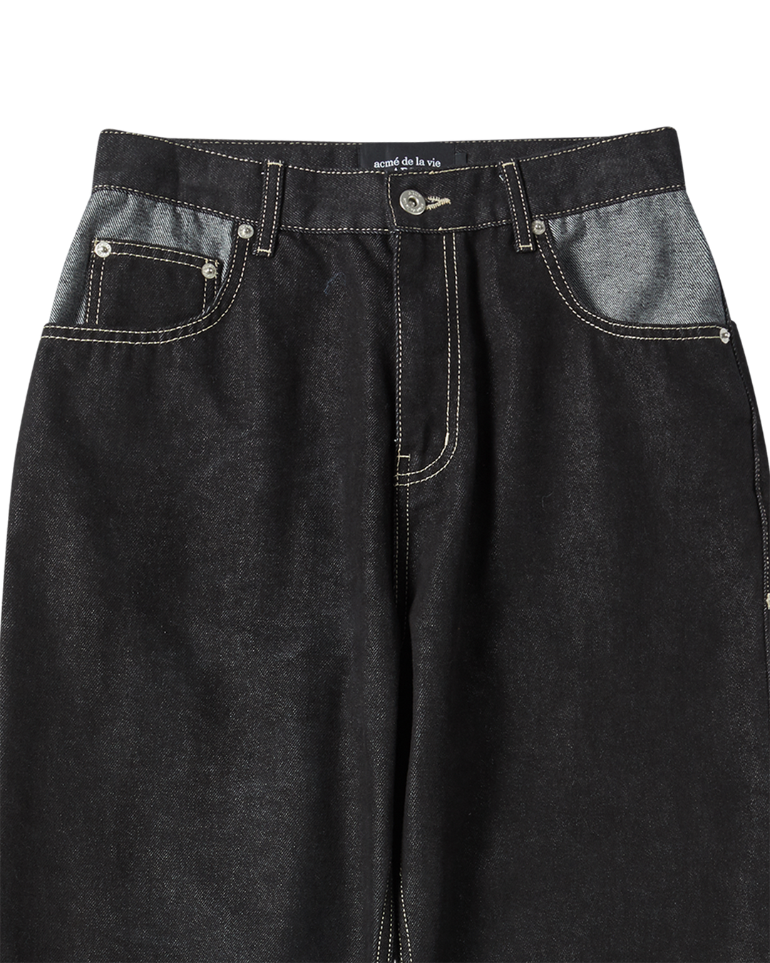 ROLL UP DENIM PANTS BLACK