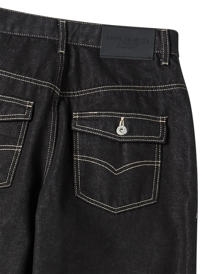 ROLL UP DENIM PANTS BLACK