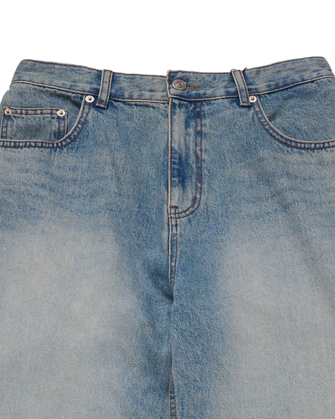 TAPERED FIT WASHING DENIM PANTS BLUE