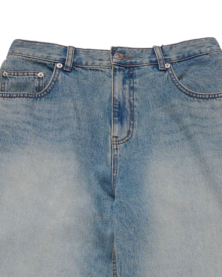 TAPERED FIT WASHING DENIM PANTS BLUE