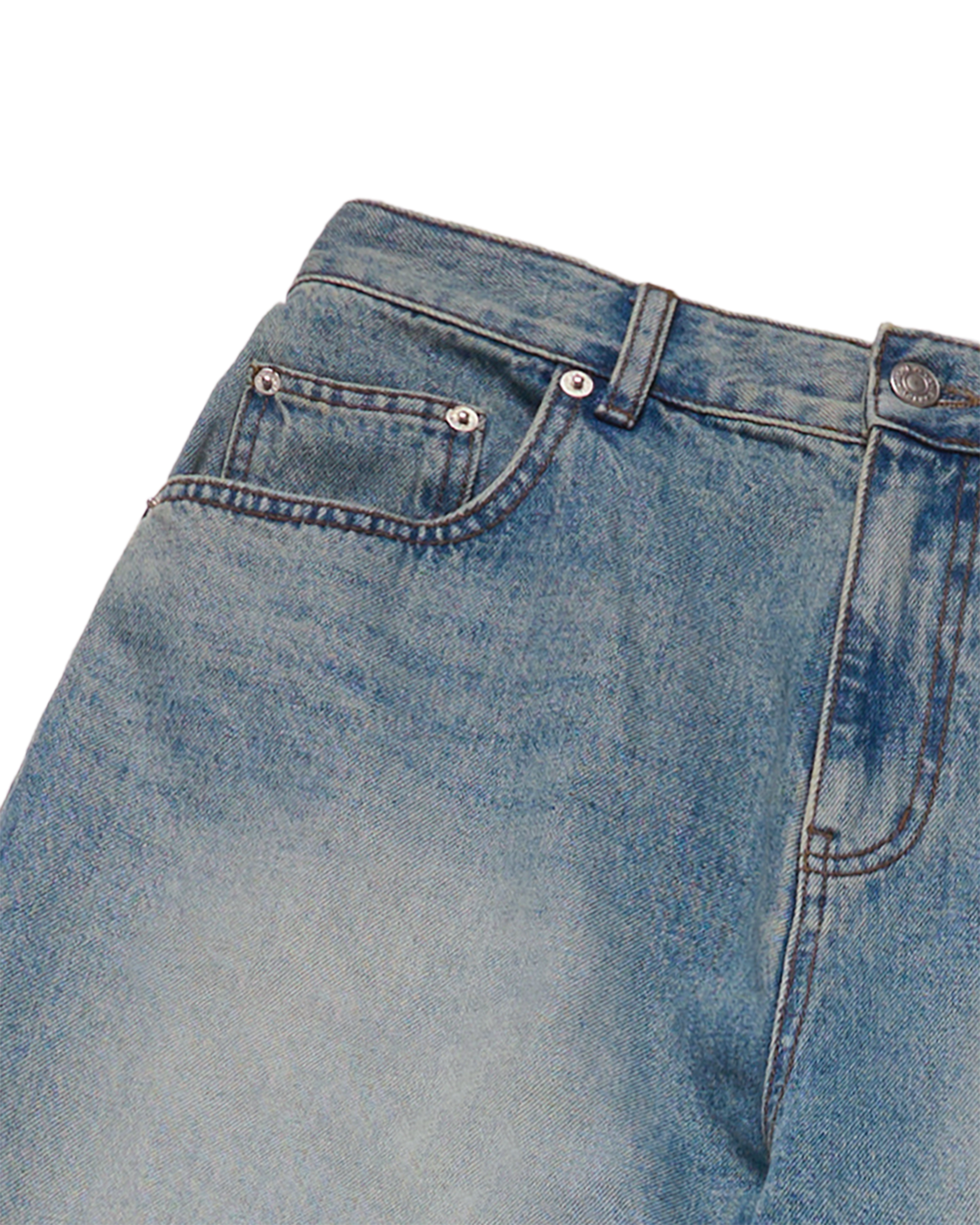 TAPERED FIT WASHING DENIM PANTS BLUE