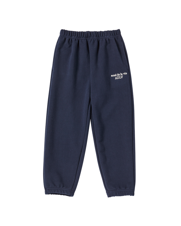 KIDS BORDER LINE BASIC LOGO LONG PANTS DARK NAVY
