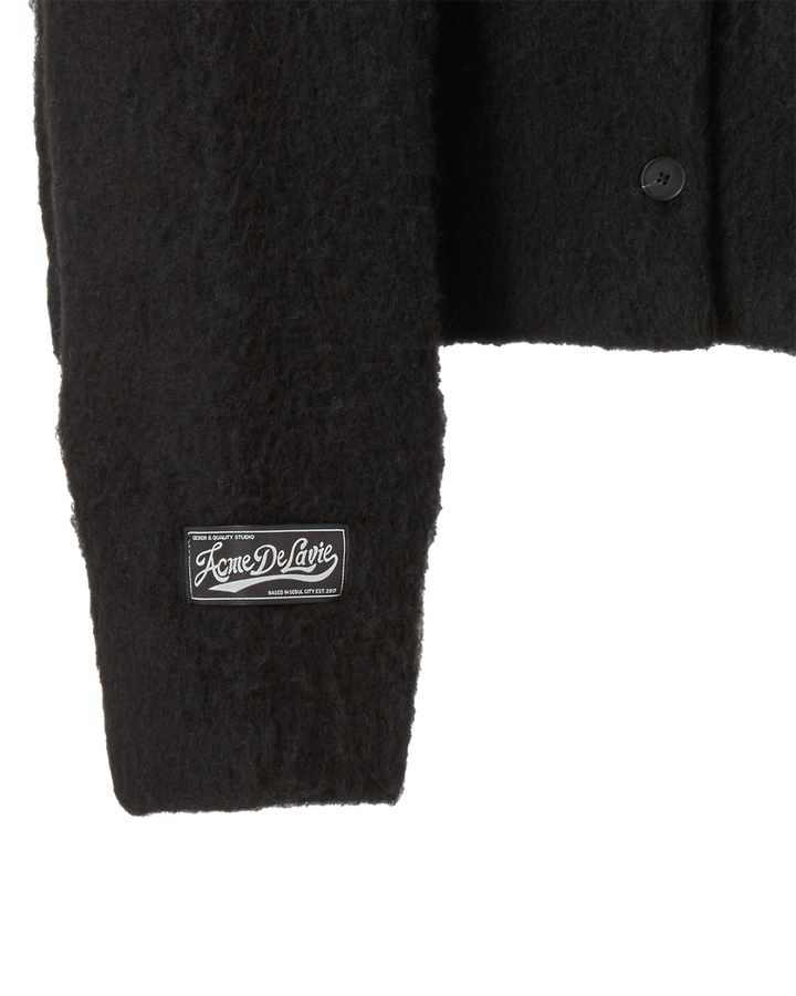 WOMAN V NECK CROP SOLID CARDIGAN BLACK