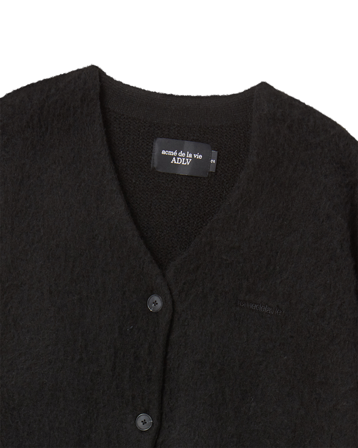 WOMAN V NECK CROP SOLID CARDIGAN BLACK