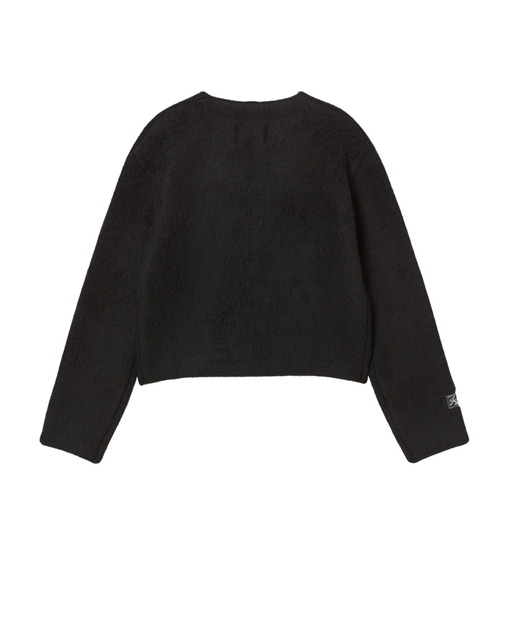 WOMAN V NECK CROP SOLID CARDIGAN BLACK