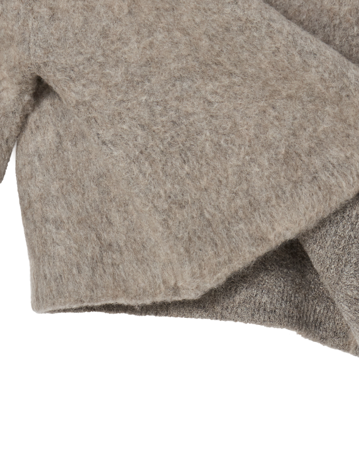 WOMAN V NECK CROP SOLID CARDIGAN COCOA