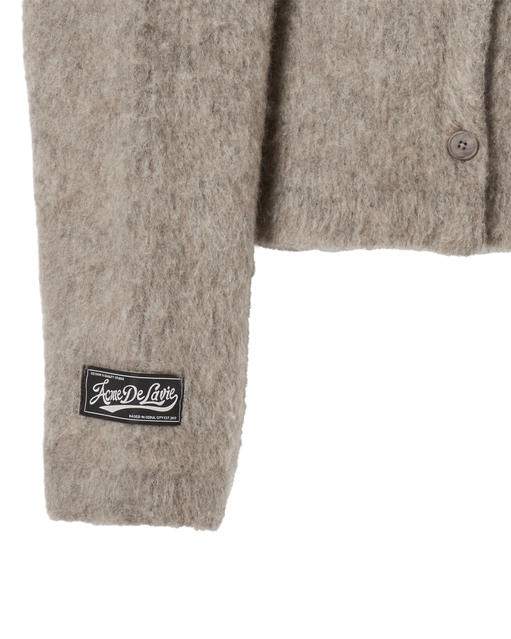 WOMAN V NECK CROP SOLID CARDIGAN COCOA