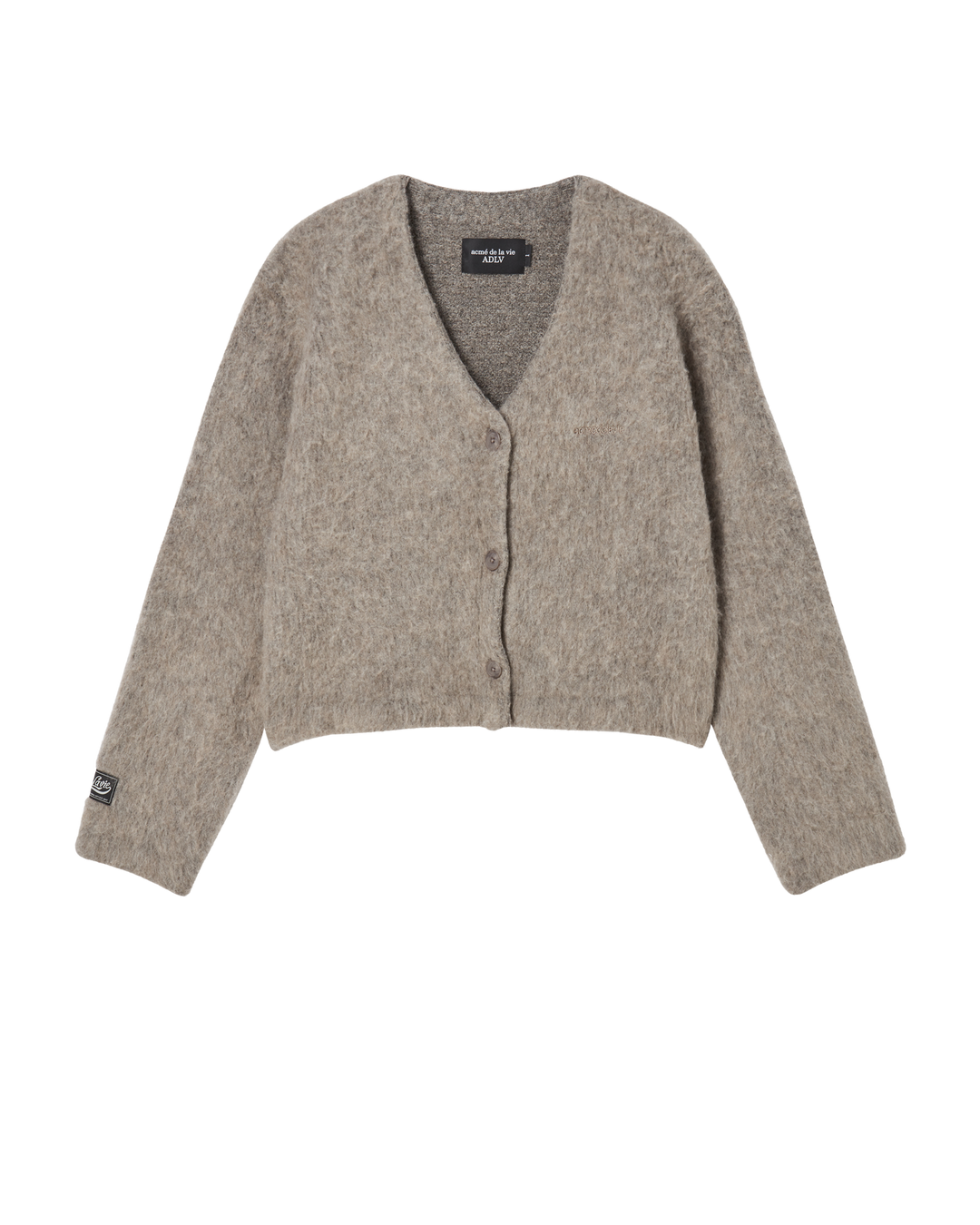 WOMAN V NECK CROP SOLID CARDIGAN COCOA