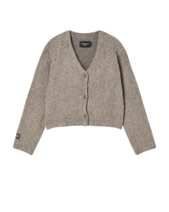 WOMAN V NECK CROP SOLID CARDIGAN COCOA