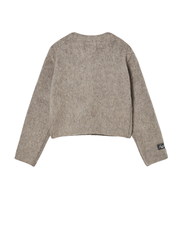 WOMAN V NECK CROP SOLID CARDIGAN COCOA