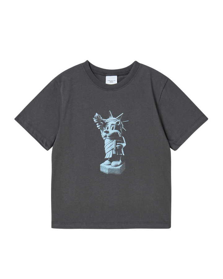 KIDS AC BEAR STATUE OF LIBERTY SHORT SLEEVE T-SHIRT CHARCOAL