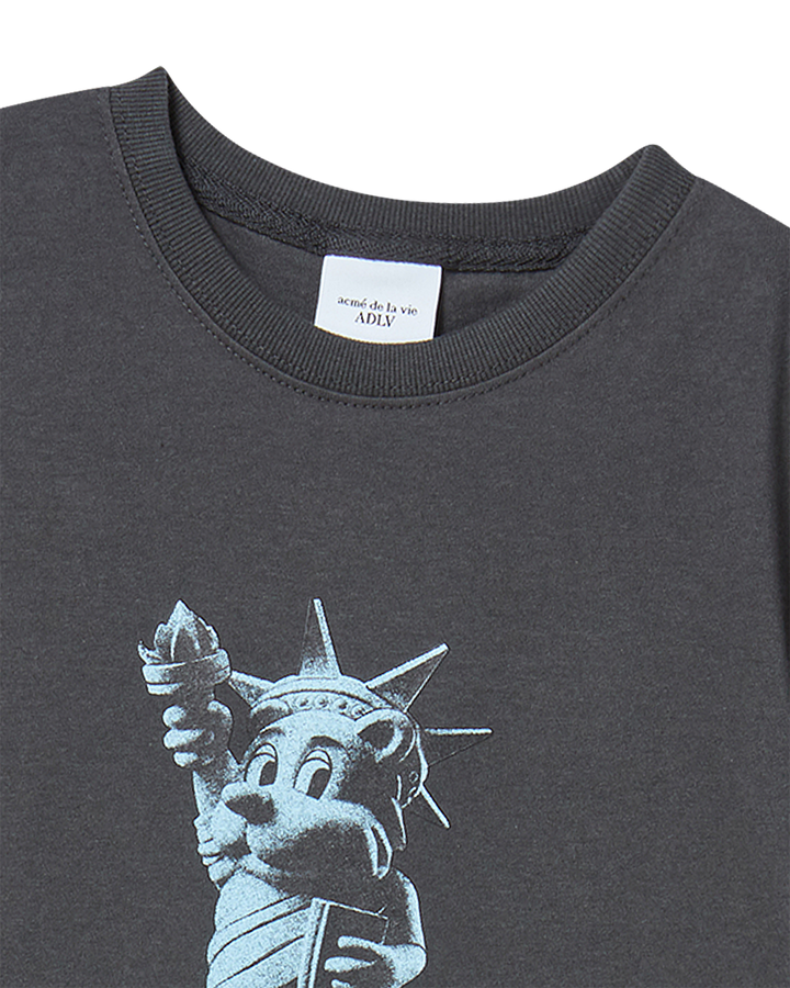 KIDS AC BEAR STATUE OF LIBERTY SHORT SLEEVE T-SHIRT CHARCOAL