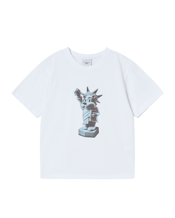 KIDS AC BEAR STATUE OF LIBERTY SHORT SLEEVE T-SHIRT WHITE