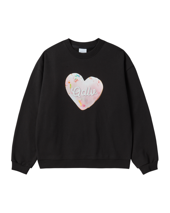 WOMAN HEART DOUGHNUT SWEATSHIRT BLACK