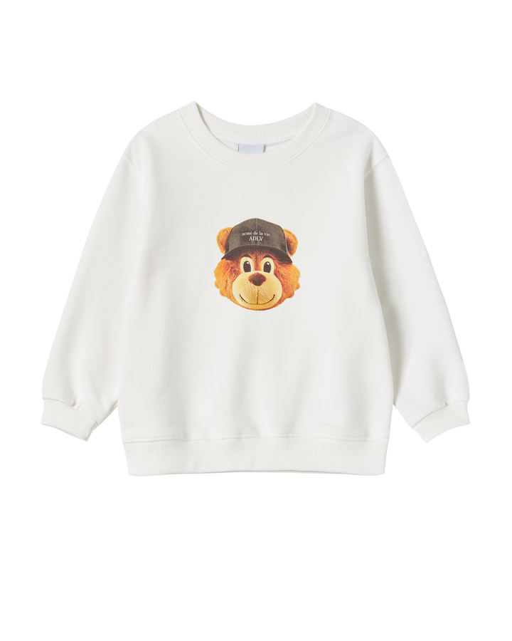 KIDS 3D AC BEAR FACE SWEATSHIRT CREAM