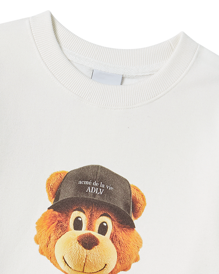 KIDS 3D AC BEAR FACE SWEATSHIRT CREAM
