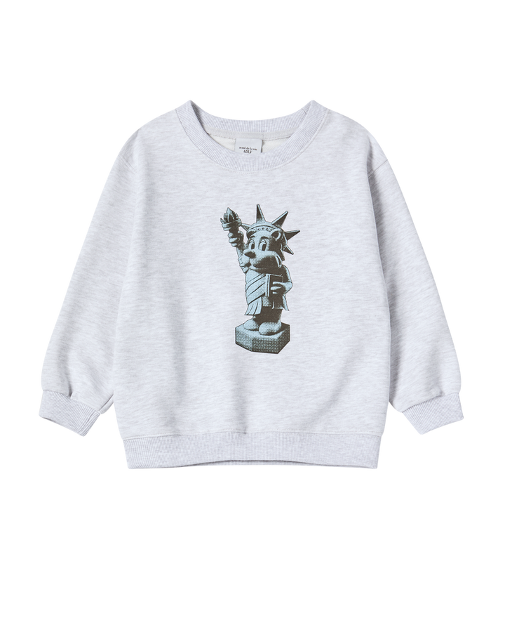 KIDS AC BEAR STATUE OF LIBERTY SWEATSHIRT MELANGE