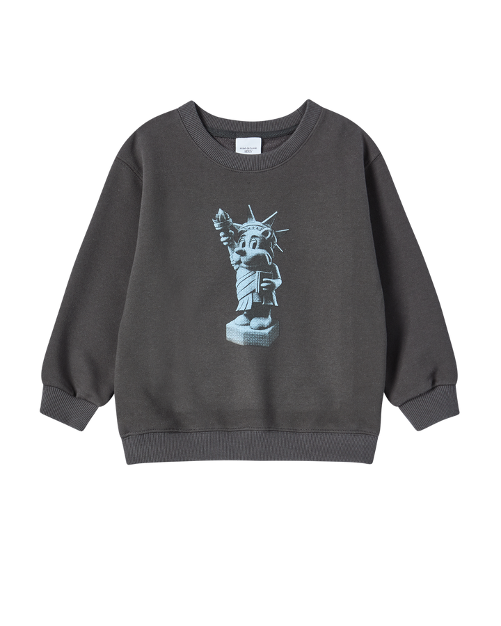 KIDS AC BEAR STATUE OF LIBERTY SWEATSHIRT CHARCOAL