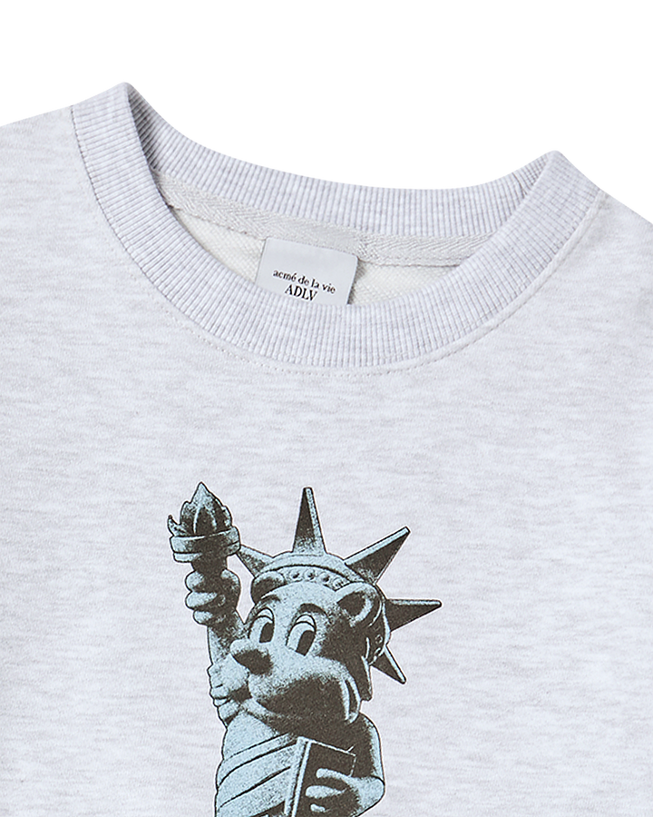KIDS AC BEAR STATUE OF LIBERTY SWEATSHIRT MELANGE
