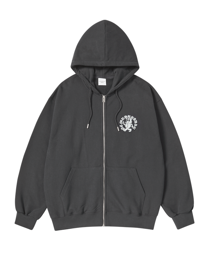 WALKING AC BEAR NAPPING HOODIE ZIP UP CHARCOAL