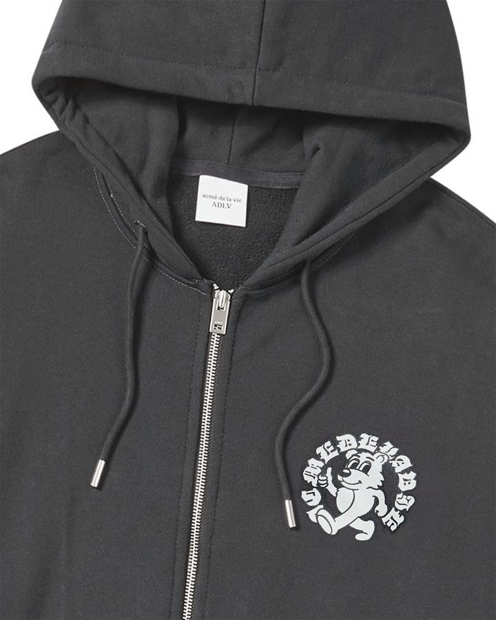 WALKING AC BEAR NAPPING HOODIE ZIP UP CHARCOAL