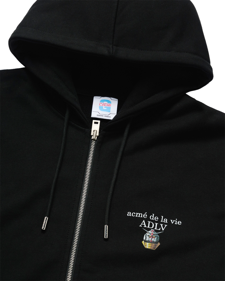 MOBILE SUIT GUNDAM BASIC LOGO HOODIE ZIP UP BLACK