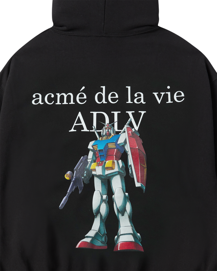 MOBILE SUIT GUNDAM BASIC LOGO HOODIE ZIP UP BLACK