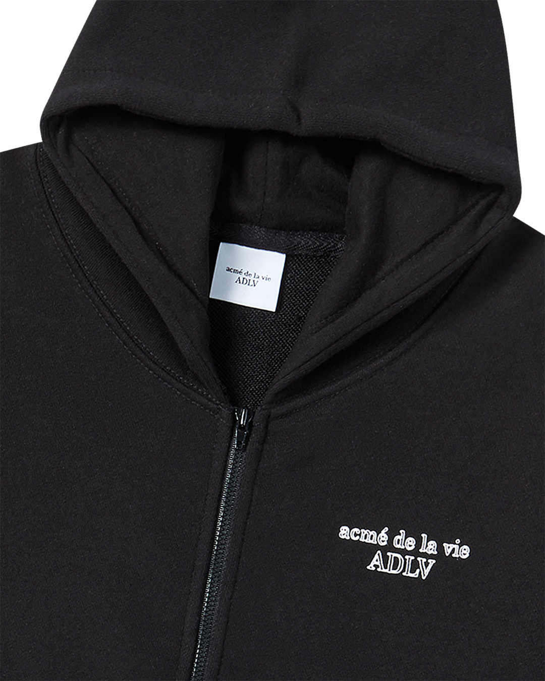 KIDS BORDER LINE BASIC LOGO HOODIE ZIP UP BLACK