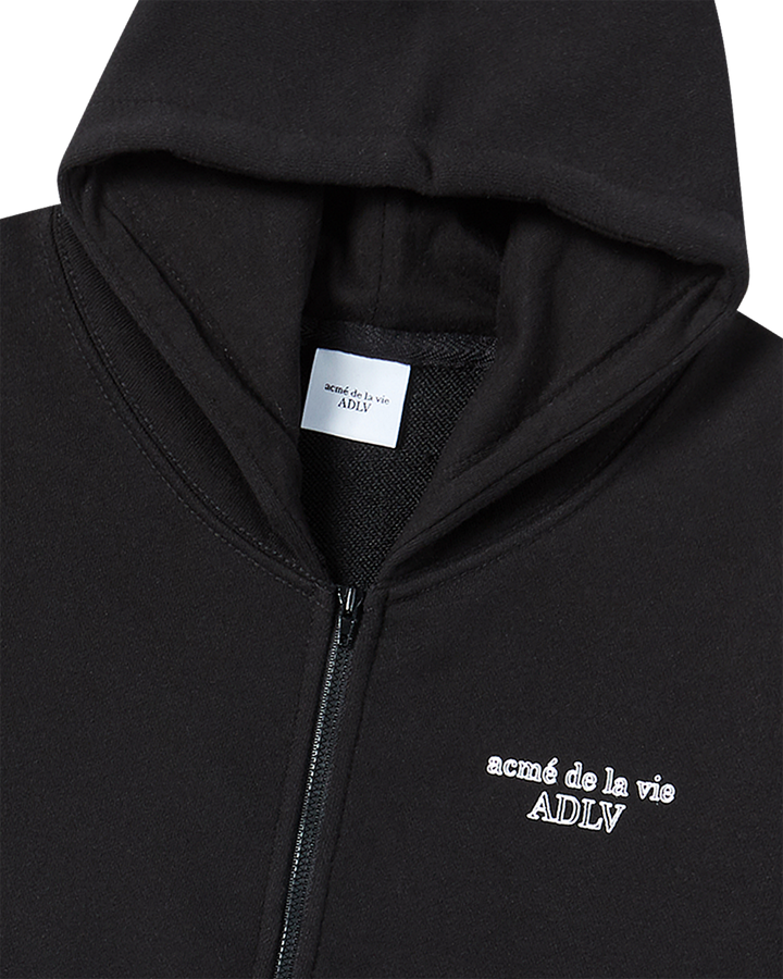 KIDS BORDER LINE BASIC LOGO HOODIE ZIP UP BLACK