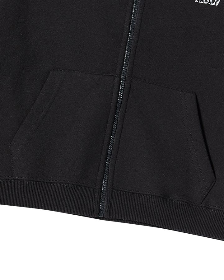 KIDS BORDER LINE BASIC LOGO HOODIE ZIP UP BLACK