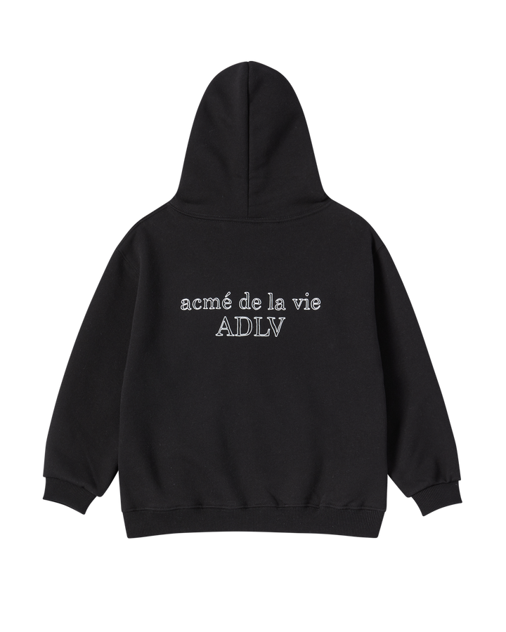 KIDS BORDER LINE BASIC LOGO HOODIE ZIP UP BLACK