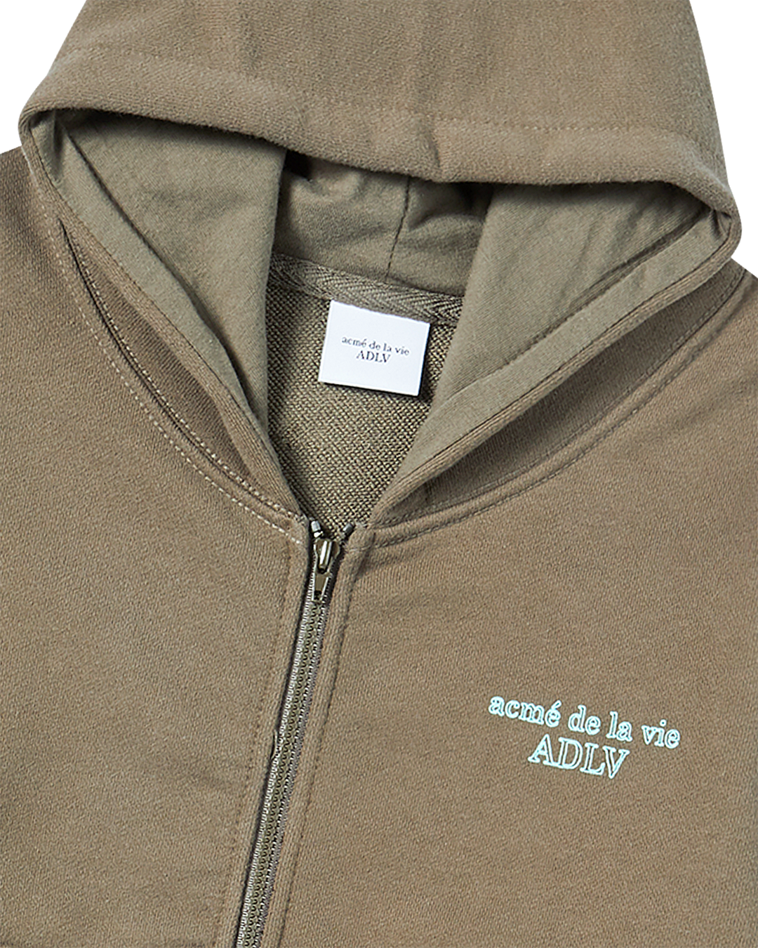 KIDS BORDER LINE BASIC LOGO HOODIE ZIP UP COCOA