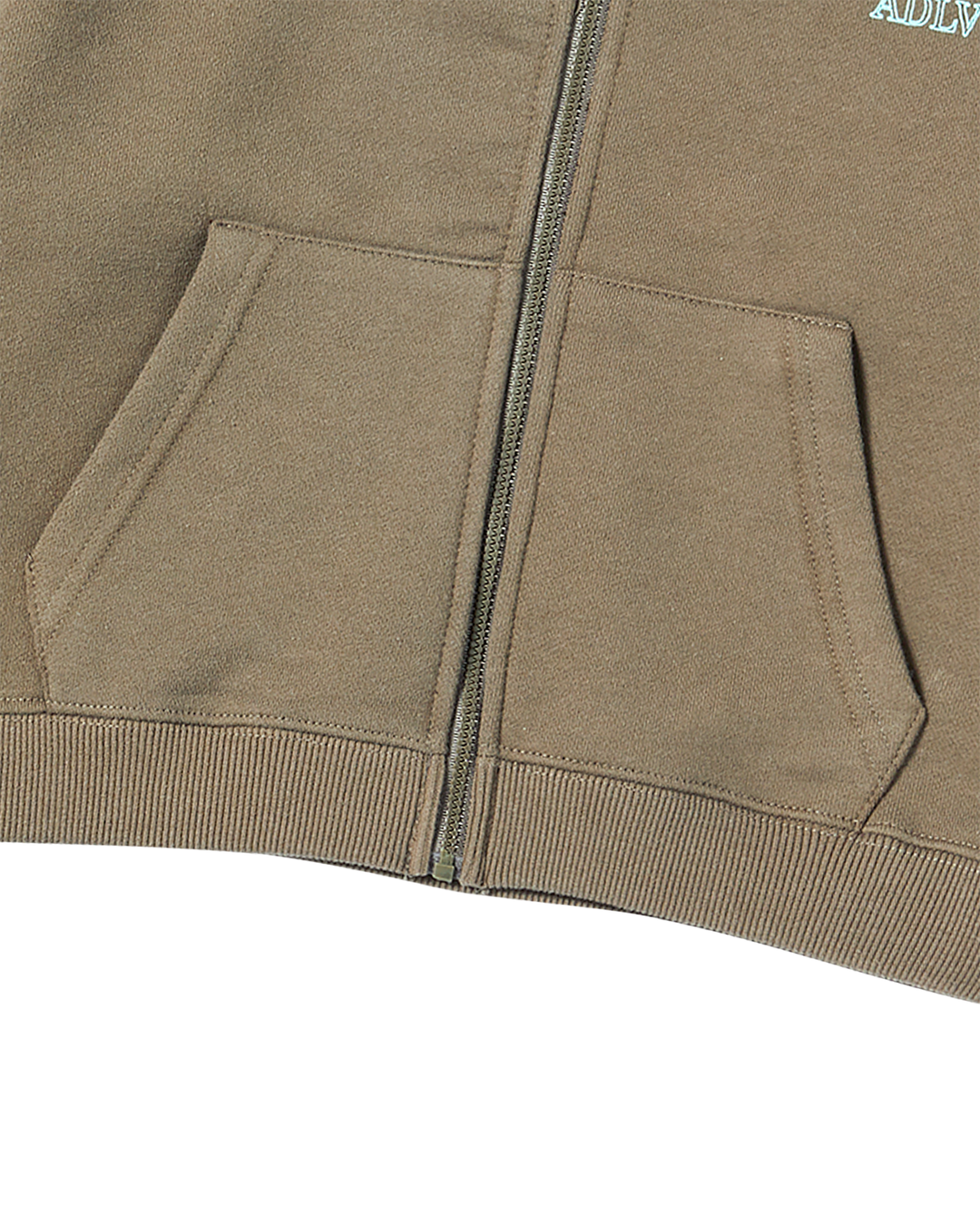 KIDS BORDER LINE BASIC LOGO HOODIE ZIP UP COCOA